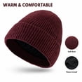 thumbnail image 2 of Voska Unisex Thick Fleece Lined Outdoor Cycling Beanie Hat Warm Acrylic Stretch Skull Cap Winter Fall Casual Gift for Women Men Wine One Size, 2 of 5