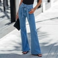 thumbnail image 3 of Vedolay Casual Trousers Women's 2023 High Waisted Wide Leg Flare Denim Pants,Blue S, 3 of 5