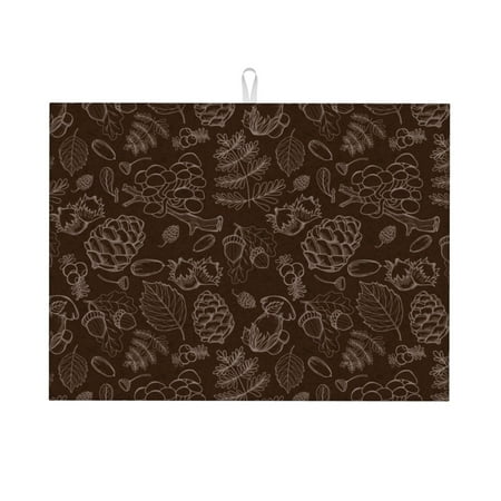 

Coaee Autumn Brown Plants for Kitchen Drying Mat Dish Drying Mats for Kitchen Counter Foldable Water-Absorbent Suitable for Draining Racks