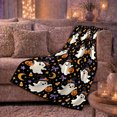 thumbnail image 6 of Whimsical Ghosts Jack-O-Lanterns, Festive autumn celebration Scene, Warm Flannel Blanket for Living Room and Family Room with Detailed Artwork, Art Lovers autumn celebration Gift, Festive Home Decor, 6 of 9