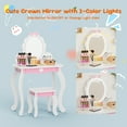 thumbnail image 4 of Joywind Kids Princess LED Lights Vanity, Mirror and Stool Table Set White Bow, 4 of 8