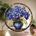 thumbnail image 2 of 2D Flat, 2D Flat Acrylic, Vibrant Iris Suncatcher, 8 inch Window Hanging, Floral Wall Art, Garden, Porch or Office Decor, Unique Gift for Friends & Family, Front Door Hanging Decor, 2 of 7