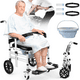 thumbnail image 4 of Silla de Ducha con Ruedas, Silla de Ruedas con Inodoro para Ducha y Bañera, Silla de Baño con Ruedas para Personas Mayores y Discapacitadas con Reposabrazos Ajustable, Asiento Acolchado, 4 of 8