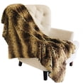 thumbnail image 1 of Manta de tiro de lujo Plutus de piel sintética de chinchilla beige y marrón 108L x 90W Full - Queen, 1 of 2