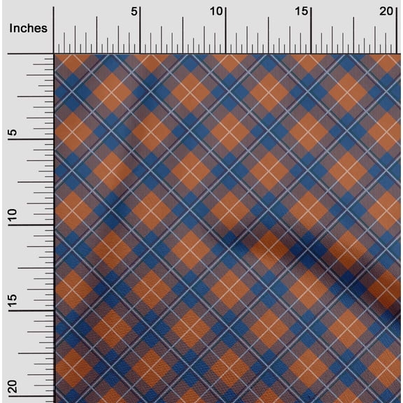 oneOone Viscose Chiffon Fabric Tartan Check Print Sewing Fabric BTY 42 Inch Wide