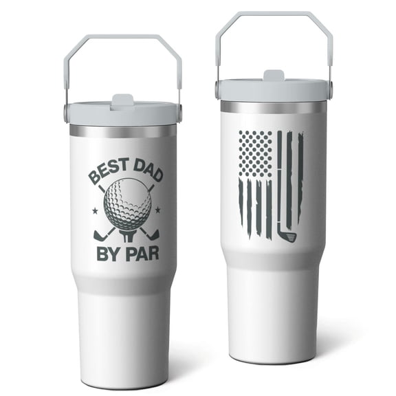 1pc Golf 30oz Tumbler with Straw & Handle - Insulated Stainless Steel Cup | Holiday Gift for Man Women (Christmas, Valentine's, Birthday)