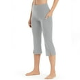 thumbnail image 2 of BLVB Capri Pants for Women Stretch Yoga Pants with Pockets High Waisted Side Slit Leggings Casual Work Pants, 2 of 7