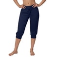 thumbnail image 1 of Pantalon Capri Uni Élégant pour Femmes, Tissu Extensible Confortable, Tenue Polyvalente, 1 of 5