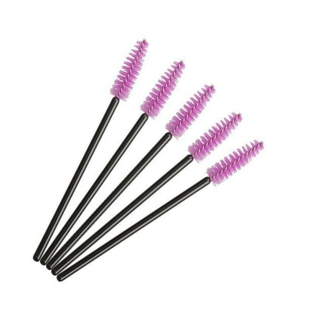 Zhuge 100 piezas de cepillos desechables para rímel de pestañas, extensiones de pestañas, cejas y maquillaje (varilla negra y cabeza morada)