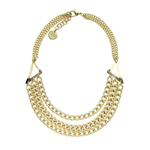 X & O 18K GEP Triple Strand Twisted Link Necklace