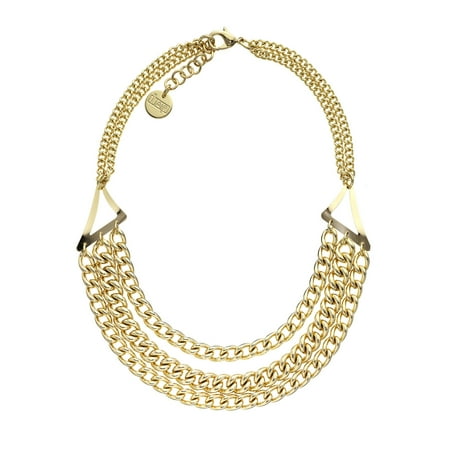 - X & O 18K GEP Triple Strand Twisted Link Necklace