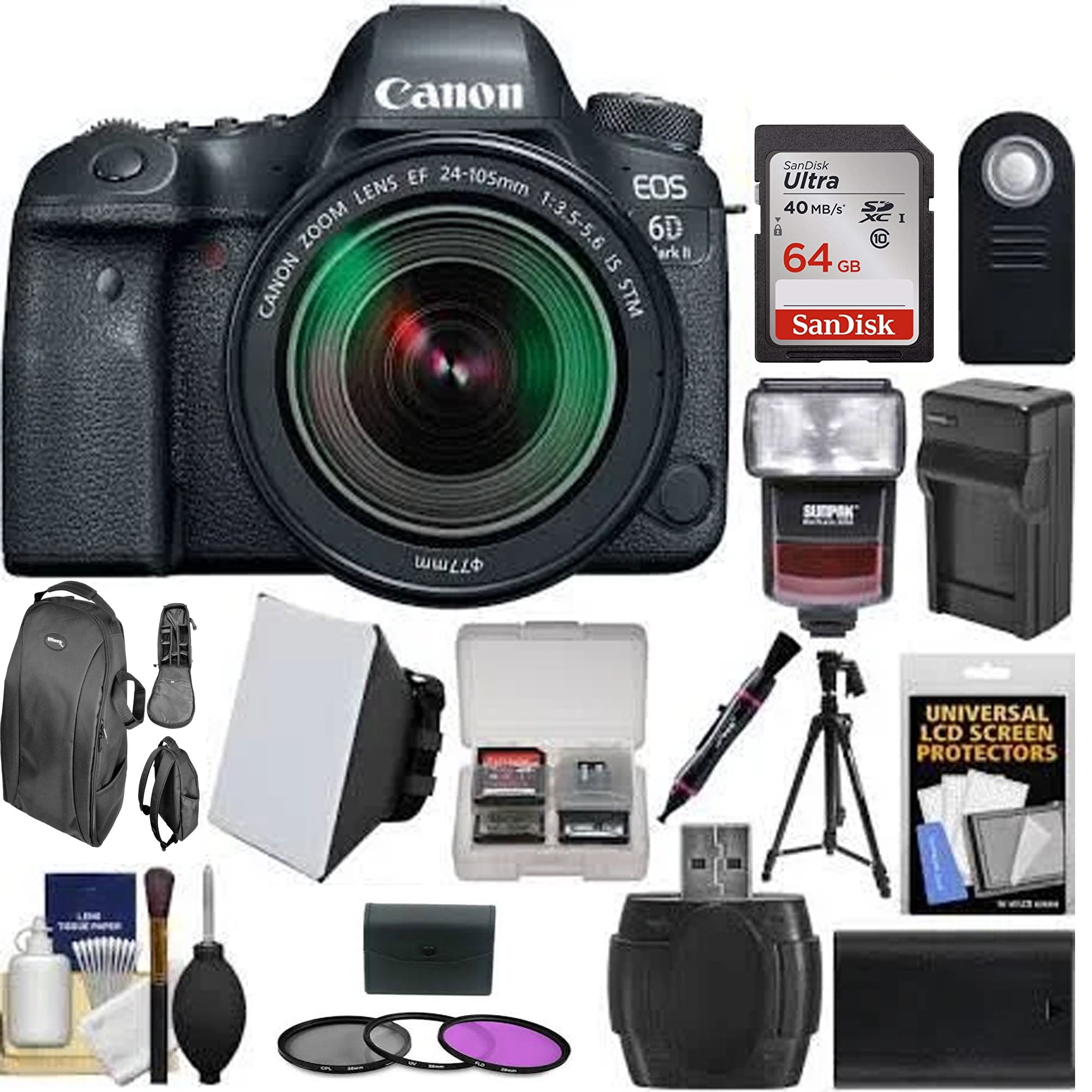 Canon EOS 6D Mark II Wi-Fi Digital SLR Camera & EF 24