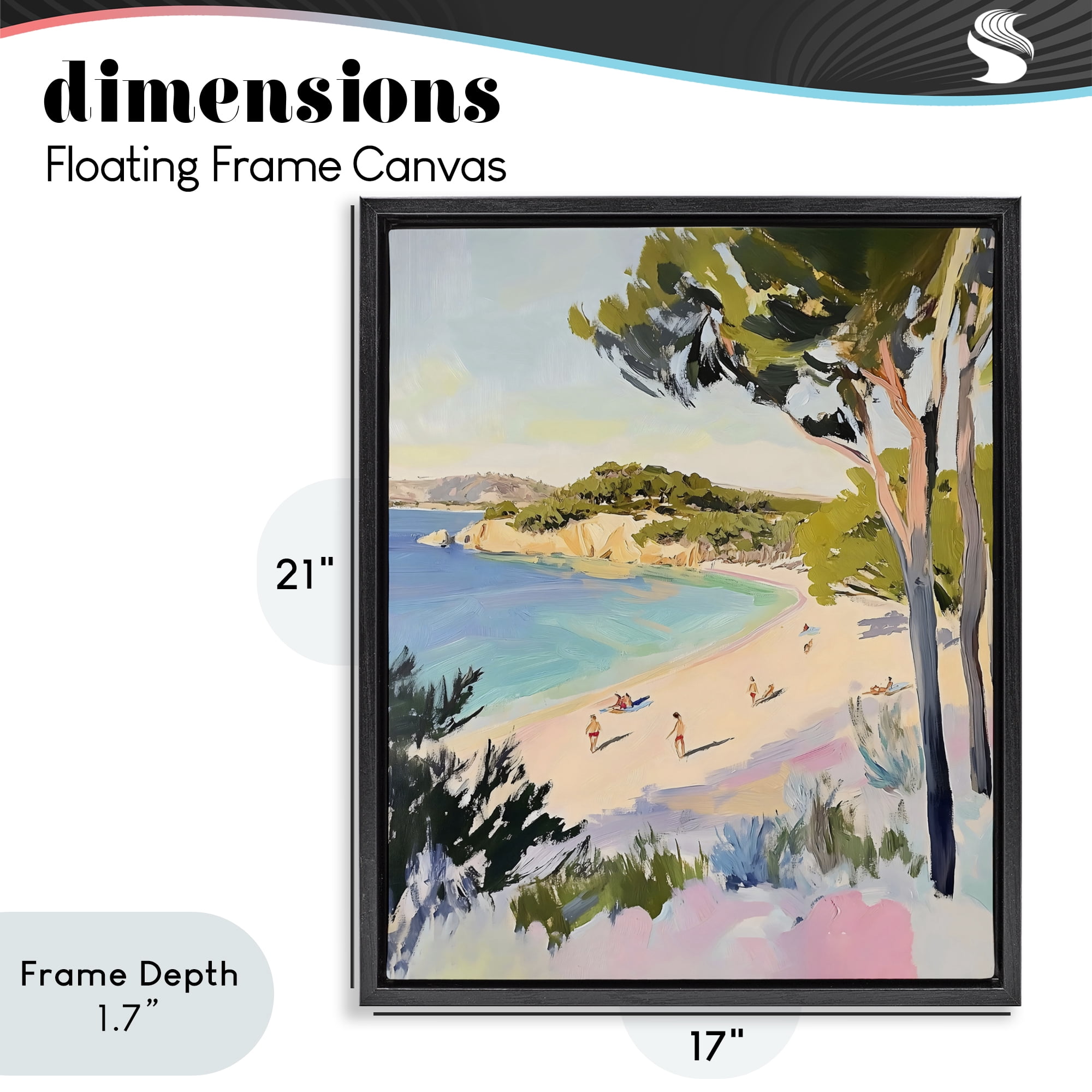 Stupell Industries Amalfi Coast Beach Escape Black Framed Floater Canvas Wall Art, design by The Prints Vibe