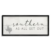 Stupell Industries Texas State Southern As All Get Out Phrase Typography Painting Black Framed Art Print Wall Art, 13 x 30