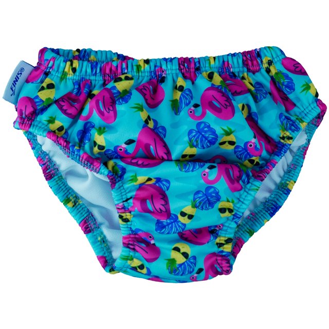 Pañal de natación reutilizable FINIS XL con protección UV50+ y estampado de flamencos
