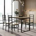 thumbnail image 5 of 5 Piece Dining Set, Dining Table Set for 4, Modern Dining Room Table Set with 4 Chairs, Table and Chairs Set with Wooden Tabletop and Metal Frame, for Kitchen, Living Room, Restaurant, D6111, 5 of 12
