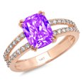 thumbnail image 7 of Solitaire with Accents Engagement Ring for Women - 3.48ct Natural Amethyst in 14K Rose Gold Promise Ring, 7 of 7