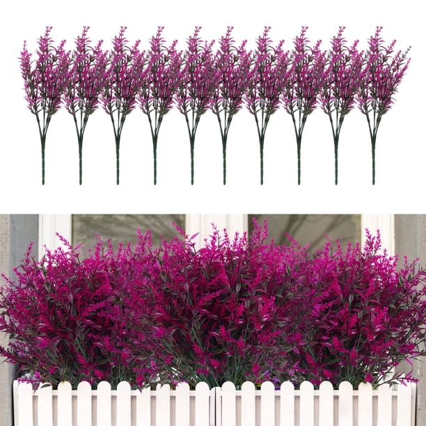 HWRETIE Plantas colgantes artificiales para exteriores,decoración para bodas y jardines en interiores y exteriores,vegetación mixta con pasto de caballito de mar,lavanda y espiga de trigo