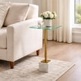 thumbnail image 6 of Accent Table- 11 Inch Square Glass Top- White Marble- Retro Brass, 6 of 8