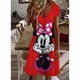 thumbnail image 3 of Vestido playero para mujer, vestido de verano de Mickey y Minnie de Disney, estampado Kawaii, bonito, holgado, informal, para playa y exteriores, 3 of 5