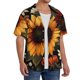 thumbnail image 2 of Balery Sunflower Floral Butterfly Camisa Casual de Manga Corta con Botones para Hombre, Texturizada, Estilo Cubano, para Playa, Verano-Small, 2 of 5
