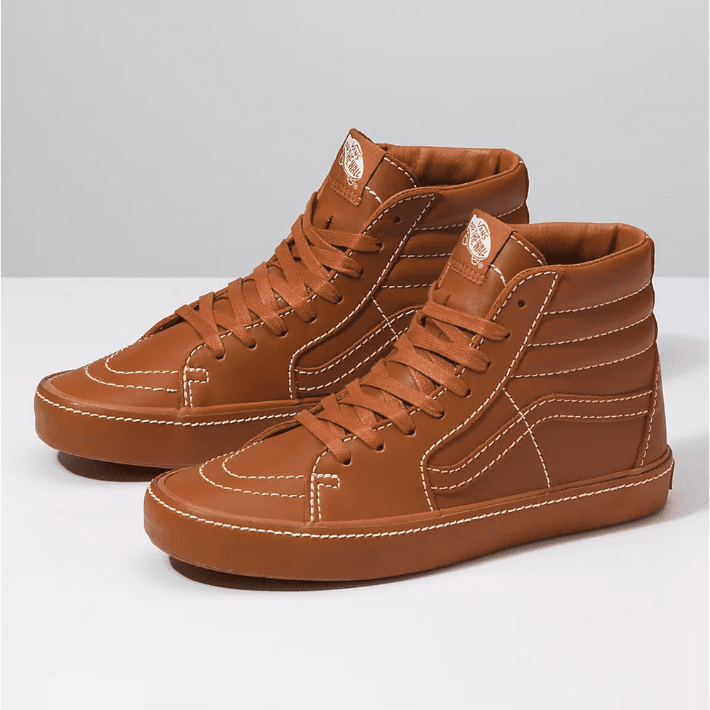 Brown leather vans