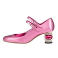 thumbnail image 2 of FSJ Women Comfortable Adjustable Double Strap Mary Jane Shoes Rounded Closed Toe Crystal Chunky Block Low Heel Pumps Business Date Dress Shoes Size 12 Pink, 2 of 4