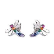 ZETSHION 18G Cute Dragonfly Cartilage Stud Earrings Sterling Silver Colorful CZ Tiny Studs Post for Women Girls