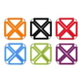 thumbnail image 1 of 6 piezas de silicona y acero inoxidable Soporte para olla caliente Trivet Mat Resistente al calor Cuadrado antideslizante Plegable Mesa Pad Bowl Mat Coaster Posavasos (color mezclado), 1 of 5