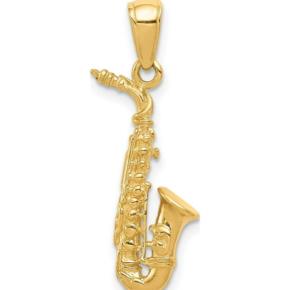 14K Yellow Gold 3-D Saxophone Pendant (25 X 12) Made In United States c3135