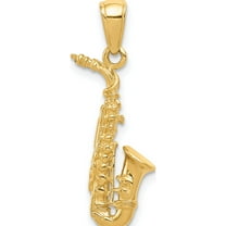 14K Yellow Gold 3-D Saxophone Pendant (25 X 12) Made In United States c3135
