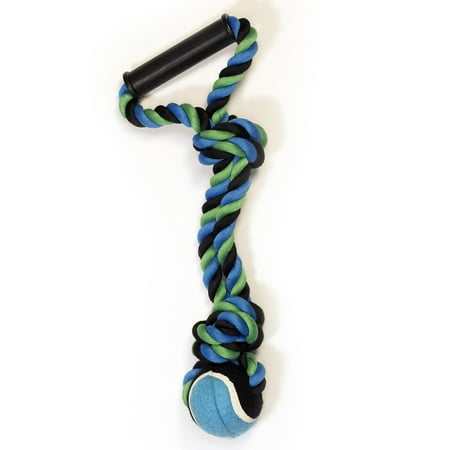 Pet Champion 2 Knot Medium Rope Ball Dog Toy with Handle