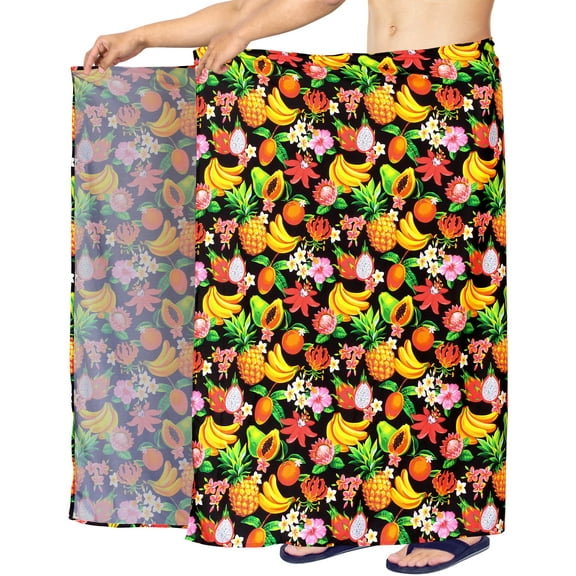 LA LEELA Men's Swim Bath Trunk Swimsuit Regular Surfing Swimwear Sarong Long Pareo Beach Wrap One Size Sable, Fruits Summer Vacation Aloha