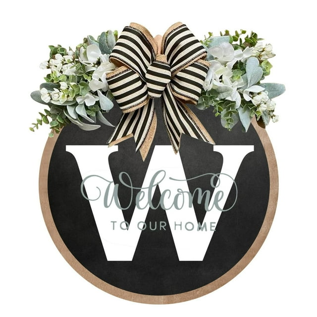 Fiudx Corona para Puerta con Apellido, Letrero Decorativo con Monograma, Placa para Puerta de Entrada para Todo El Año, Idea de Regalo Personalizada, Regalo de Inauguración o Boda, Tamaño 30 X 30 Cm,