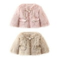 thumbnail image 4 of Mercatoo Toddler Baby Girls Faux Fu𝗿 Coats Furry Jacket Winter Thick Warm Jacket Trench Button Closure Cozy Outwear, 4 of 4