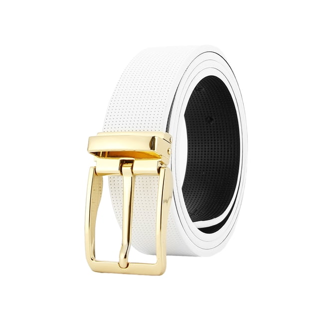 Shengyu Advanced Texture Double-sided Needle Buckle Casual Belt For Fashionable Pants Preferred With Advanced Texture Mens Belt L63 Gold White 1Set