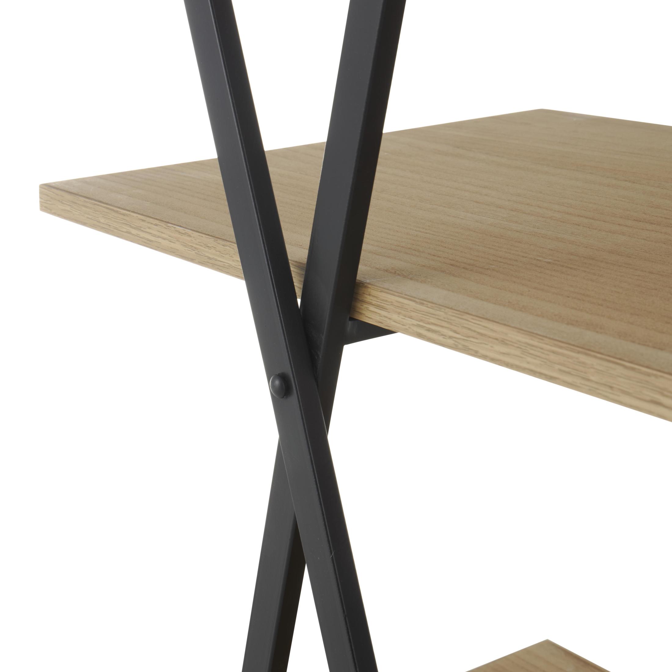 DecMode 47" x 32" Brown Metal 3-Tier Shelving Unit with Black Metal X Frame, 1-Piece