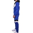 thumbnail image 2 of Riflessi Men's Athletic Sports Casual 2 Piece Color Block Tracksuit Hoodie Jogger Pants Sweatsuit Set (Royal/White/Black, 3XL), 2 of 4