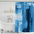 thumbnail image 4 of Dark Blue Graffiti Bathroom Shower Curtains with Hooks, Abstract Ombre Distressed Painting Texture Waterproof Fabric Washable Shower Curtain for Home Hotel Bathtub Decor 36x72 Inch, 4 of 9