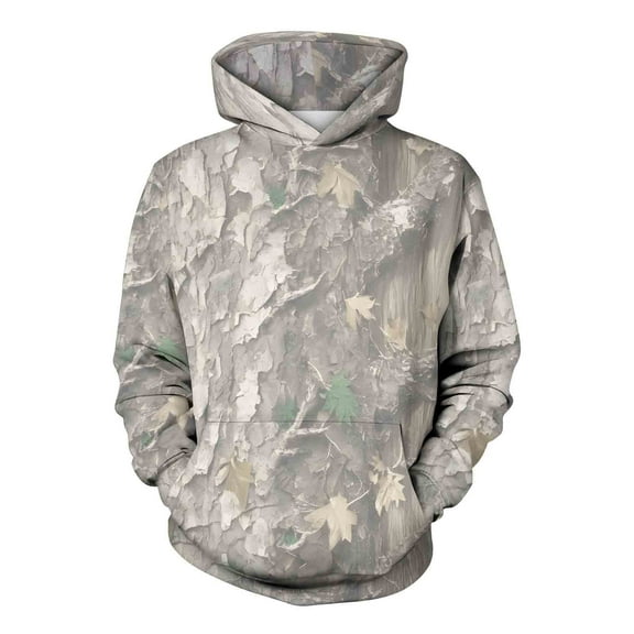 lulshou Unisex Hoodies Camouflage Leaf Print Hoodie Men & Women's Fleece-Lined Long Sleeve Sweatshirt with Front Pocket, Cozy Pullover for Outdoor, Camouflage, XXL
