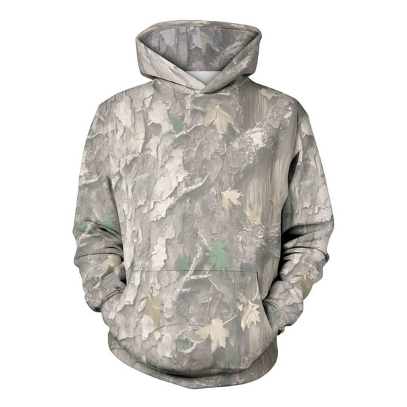 Unisex Camouflage Leaf Print Fleece Hoodie Cozy Clothing Casual Clothes Long Sleeve Tops Pullover Tees Cold Weather Sweatshirt Streetwear Layer