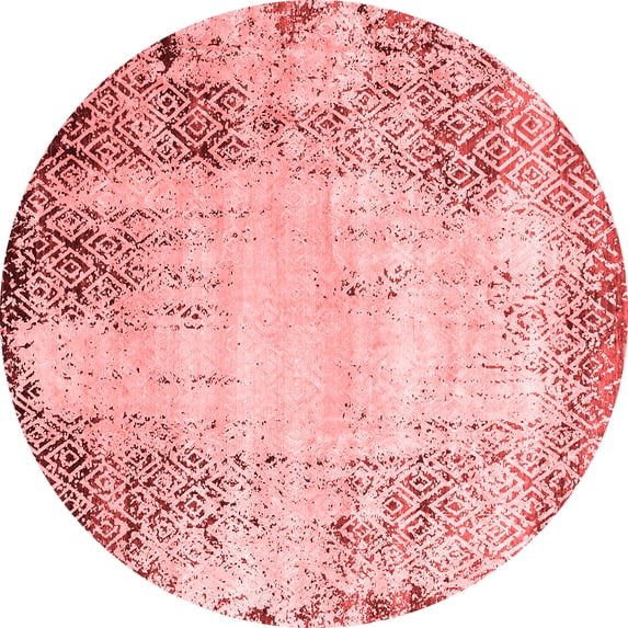 Ahgly Company Machine Washable Indoor Round Oriental Red Industrial Area Rugs, 5' Round