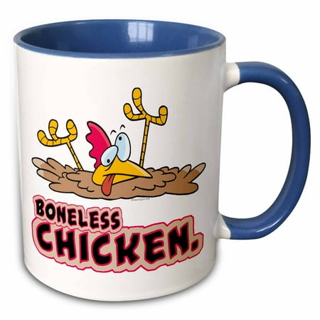 3dRose Funny Boneless Chicken Cartoon - Two Tone Blue Mug,