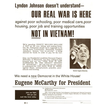 Mccarthy Campaign 1968 Ncampaign Flyer Supporting The Candidacy Of Senator Eugene Mccarthy Of Minnesota For The Democratic PartyS Presidential Nomination In 1968 Distributed By The Coalition For A (Best Way To Distribute Flyers)