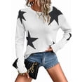 thumbnail image 2 of Suéter Informal de Punto con Cuello Redondo y Hombros Caídos con Estampado de Estrellas para Mujer L, 2 of 9