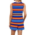 thumbnail image 6 of WULMLEO Women Two Piece Sets Striped Work Out Fashion Casual Floral Two Piece Outfit for Women Lounge Trendy Going Out Drawstring Shorts Spring Vacation Travel Sleeveless Tank Tops Blue XL, 6 of 6