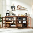 thumbnail image 4 of 31.5" Rustic Buffet Cabinet with 2 Glass Doors, Compact Sideboard Kitchen Storage Cabinets Coffee Bar Cabinet for Living Room, Brown, 4 of 9