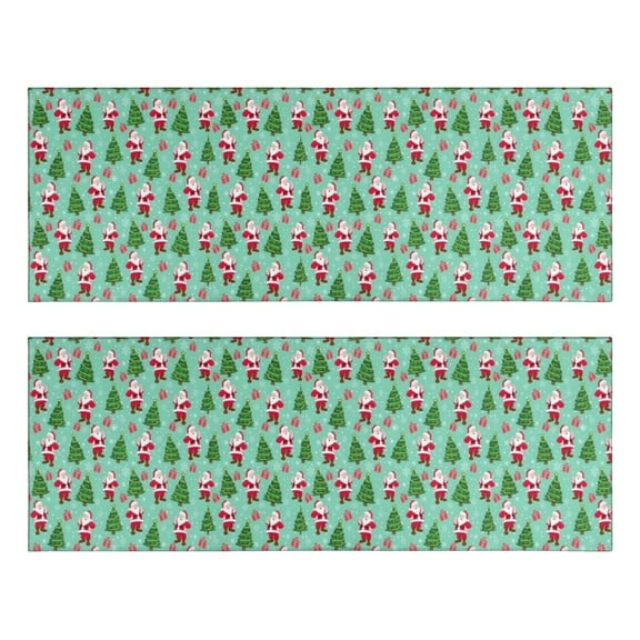 Kitchen Rugs Sets Of 2,Light Blue Christmas Santa and Tree Pattern Anti Fatigue Kitchen Mat Rugs Non Slip Washable,Decorative Kitchen Floor Mats for Kitchen,Sink,Laundry,17"X47"