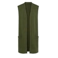 thumbnail image 6 of Womens Undershirt Women's Sleeveless Cardigan Open Front Loungewear Casual Soft Cozy Business Coat Vests with Pockets Green XL, 6 of 6