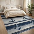thumbnail image 3 of ODIKA 8'x10' Washable Area Rug Round Navy Abstract Nautical Wave Slate Cream Extra Large Circle for Living Room, Under Sectional, Family , Durable, Non-Slip, 3 of 7
